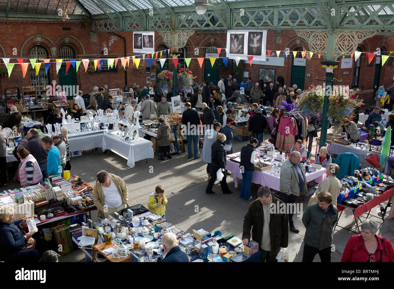 The Tynemouth Metro Station weekend market. Stock Photo