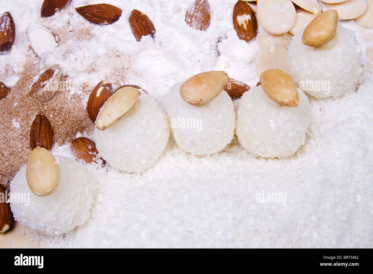 coconut balls with nuts Stock Photo Alamy