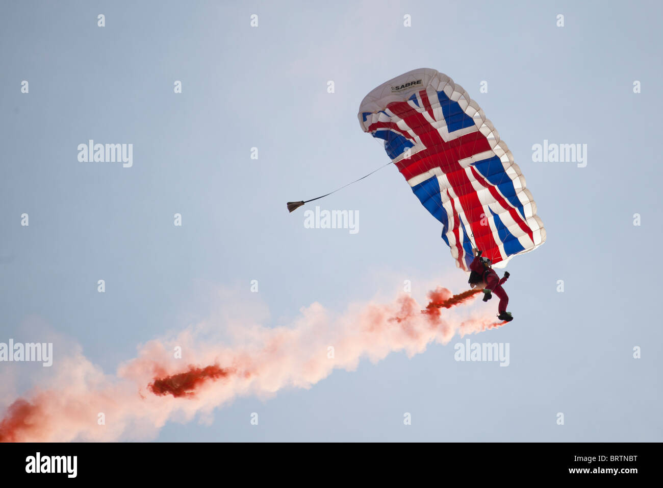 Red Devils bringing in the start flag at Silverstone. Stock Photo