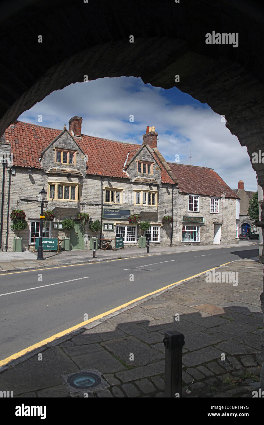 Historic architecture and shops in The Market Place in Somerton Somerset England UK Stock Photo