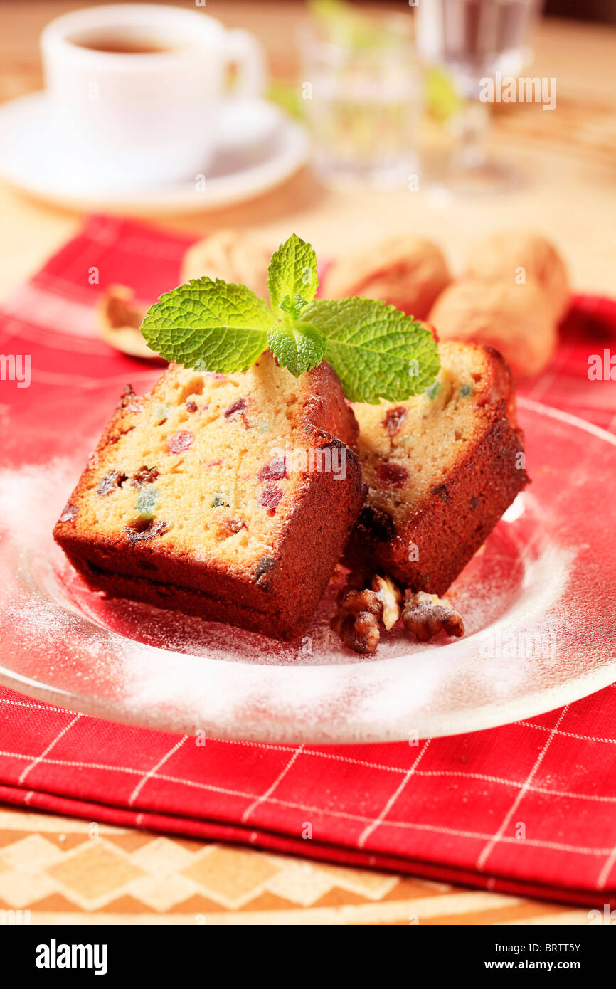 Slices of fruitcake Stock Photo