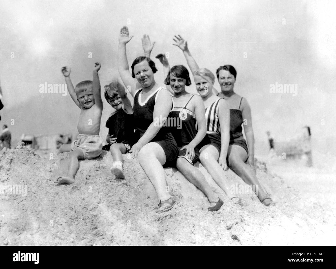 Trip to the beach, historical image, ca. 1926 Stock Photo