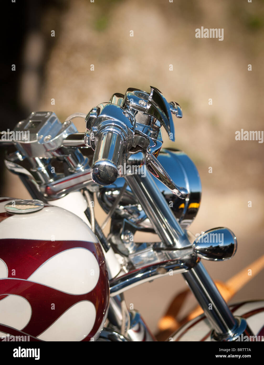 detail of motorcycle handlebars Stock Photo