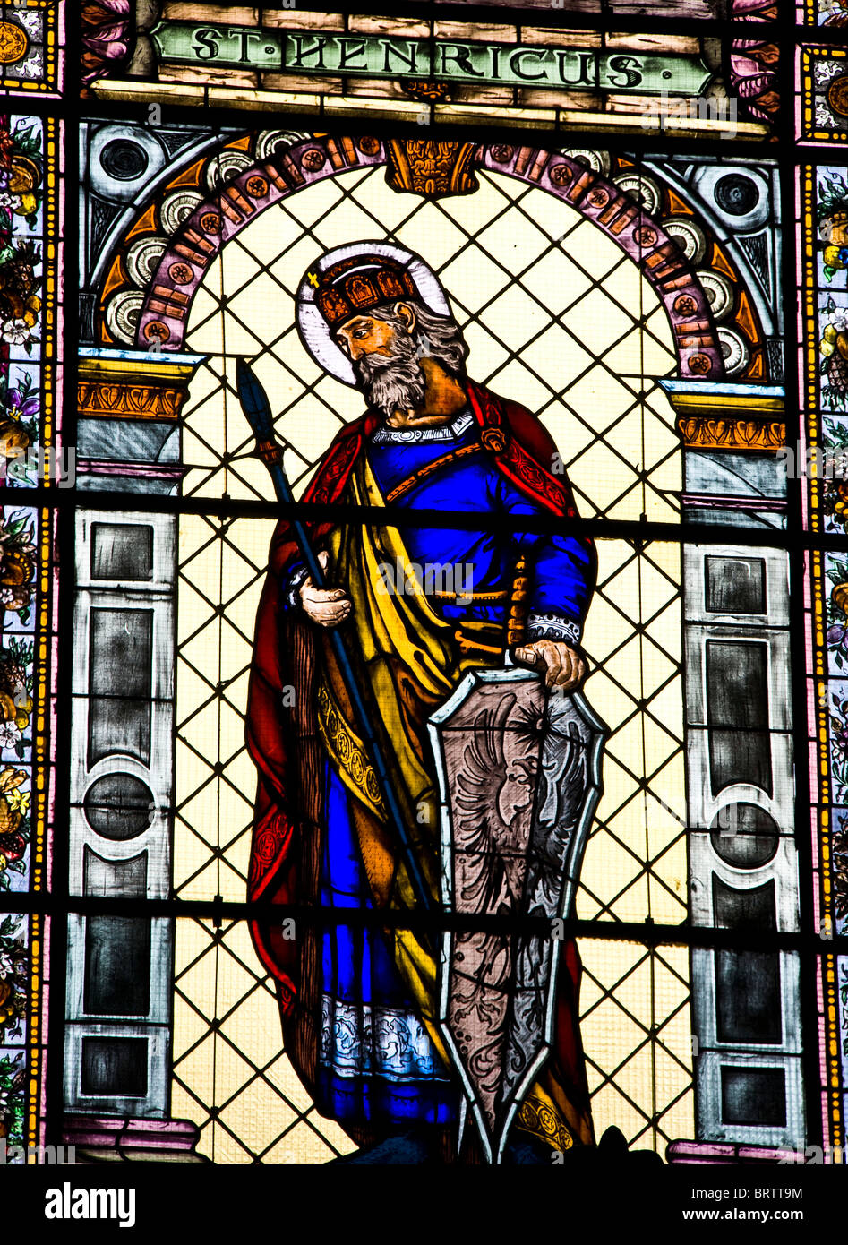 Stained glass window in Basilica of St Stephen Budapest Hungary Europe ...