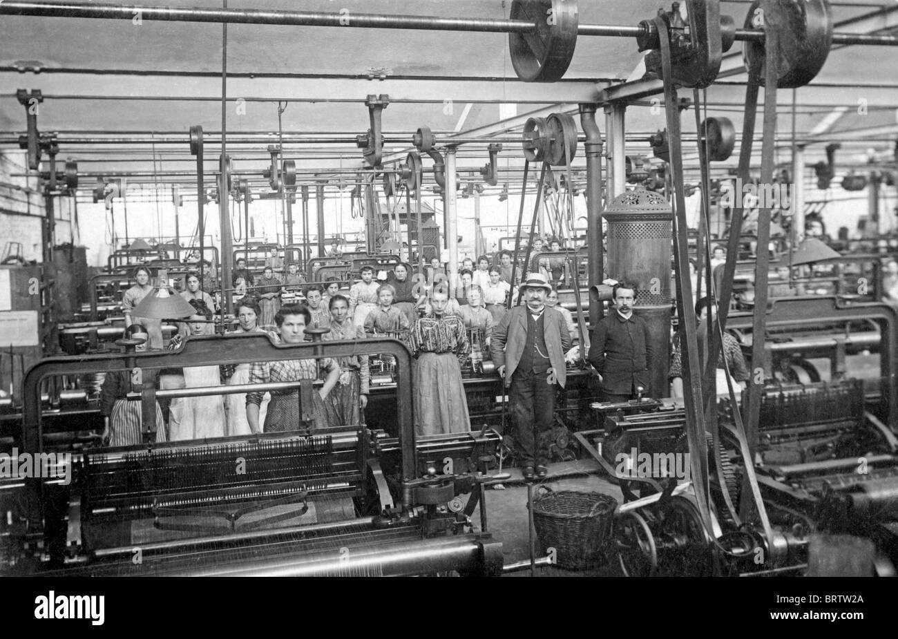 Female workers in a factory, historical image, ca. 1916 Stock Photo