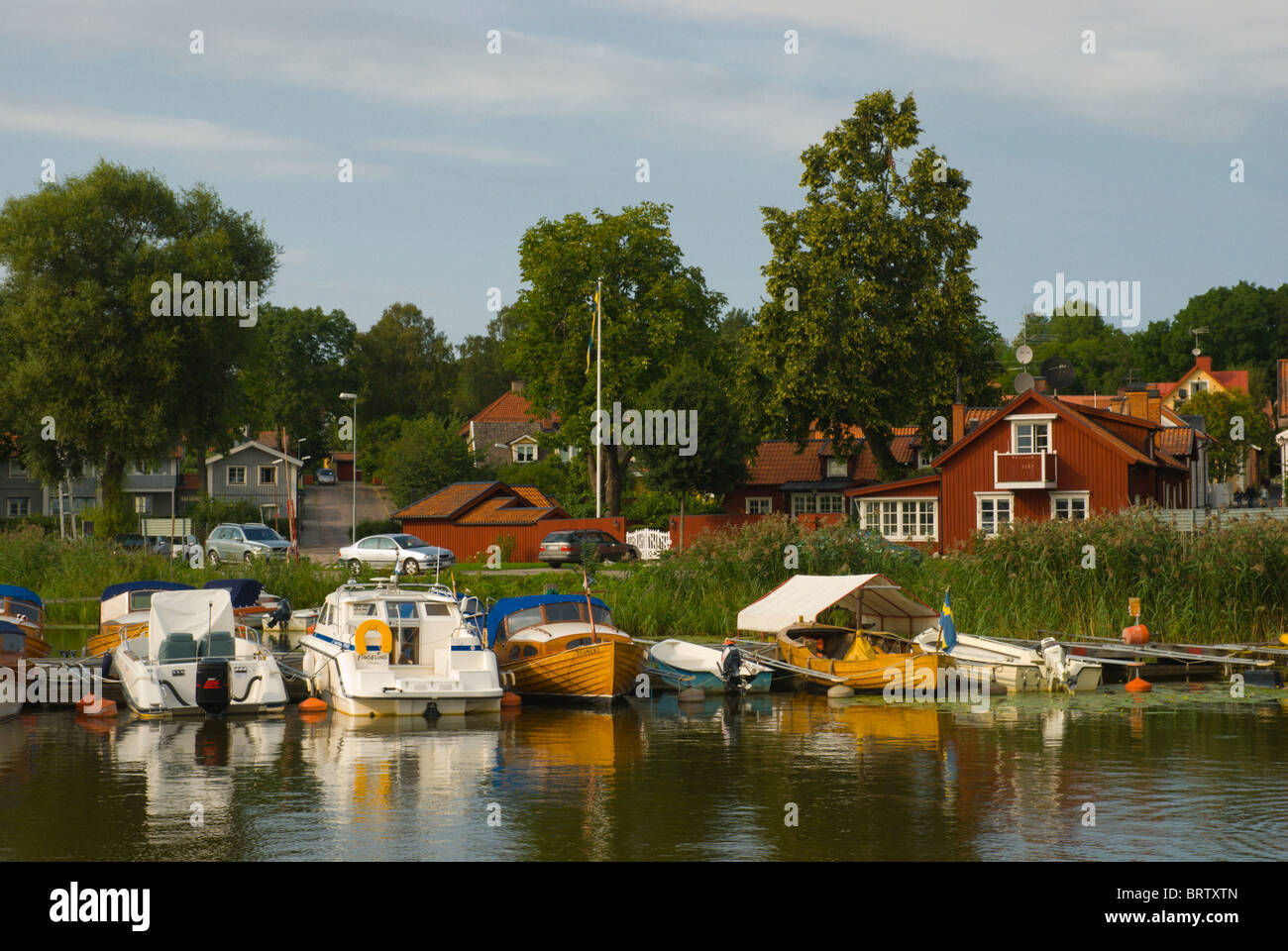 Boats in Sigtuna the oldest town in Sweden in Greater Stockholm area Stock Photo