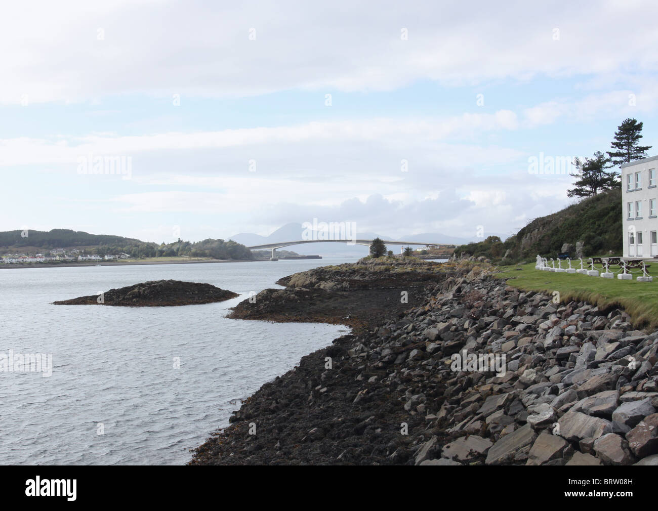 Kyle of Lochalsh hotel and Skye Bridge Scotland October 2010 Stock