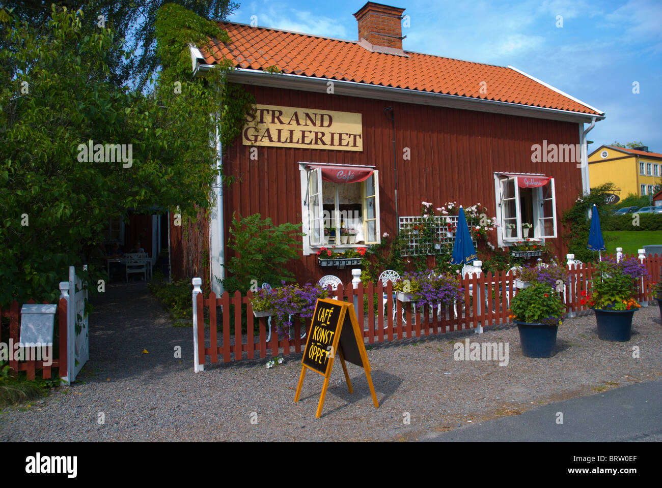 Cafe exterior Sigtuna the oldest town in Sweden in Greater Stockholm area Stock Photo