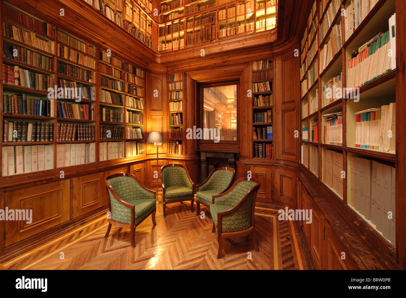 Bookshelves full of old books in private library Stock Photo - Alamy