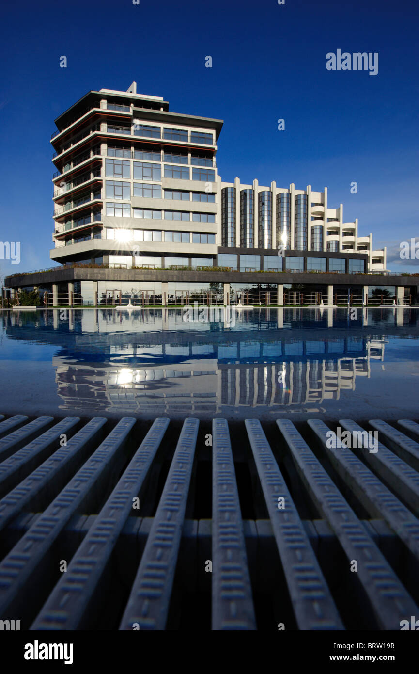 Modern architecture building with outdoor swimming pool Stock Photo