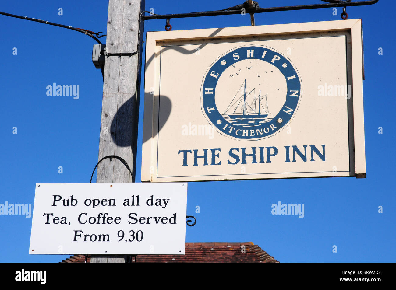 Hanging Sign for The Ship Inn, Itchenor, West Sussex Stock Photo