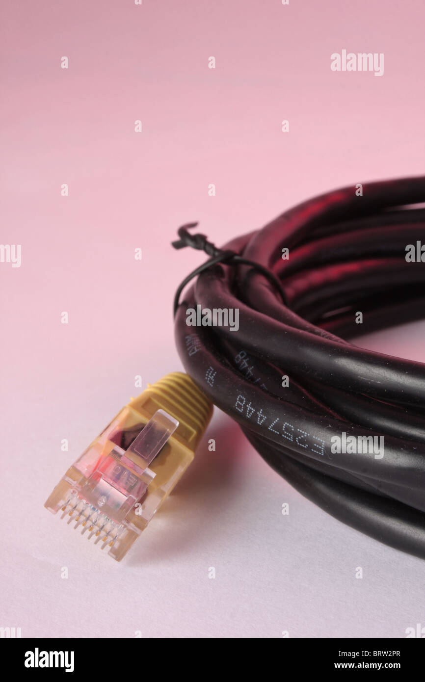 a UK broadband connector and cable Stock Photo