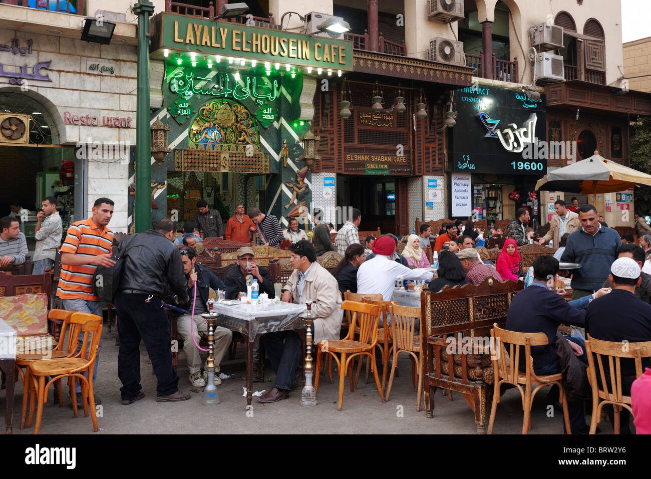 coffee shops at Khan al Khalili, Bazar in Cairo, Egypt, Africa Stock
