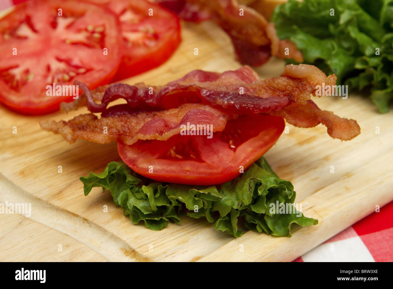 bacon, lettuce and tomato for blt sandwich Stock Photo