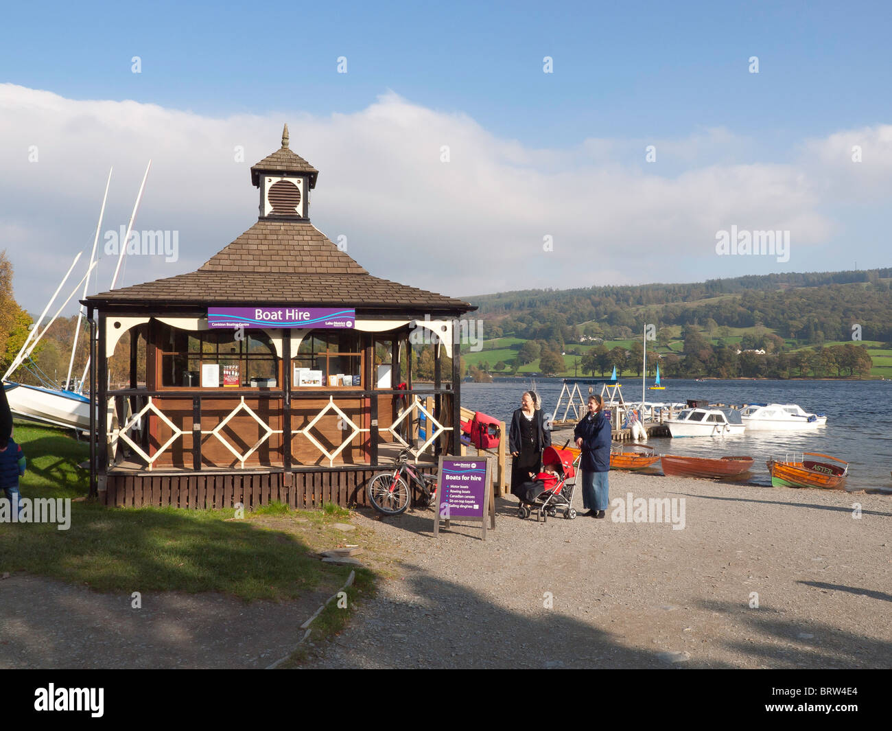 The boat hire office on the lakeside at Coniston Water in the Lake