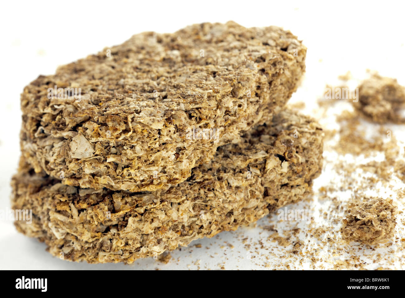 Two Weetabix breakfast cereal biscuits Stock Photo