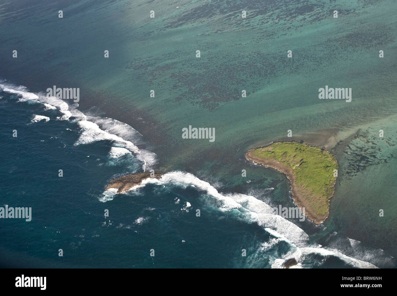 view of coral reef from the air in Mauritius Stock Photo Alamy