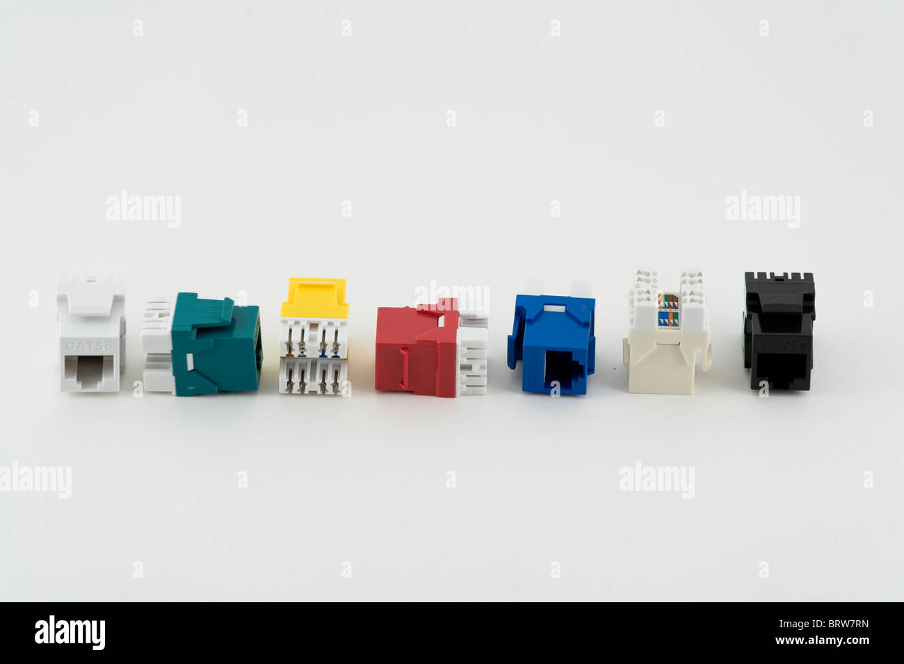 Modules, connectors, cables, plug in, color, macro, close up, advertising, catalogue Stock Photo