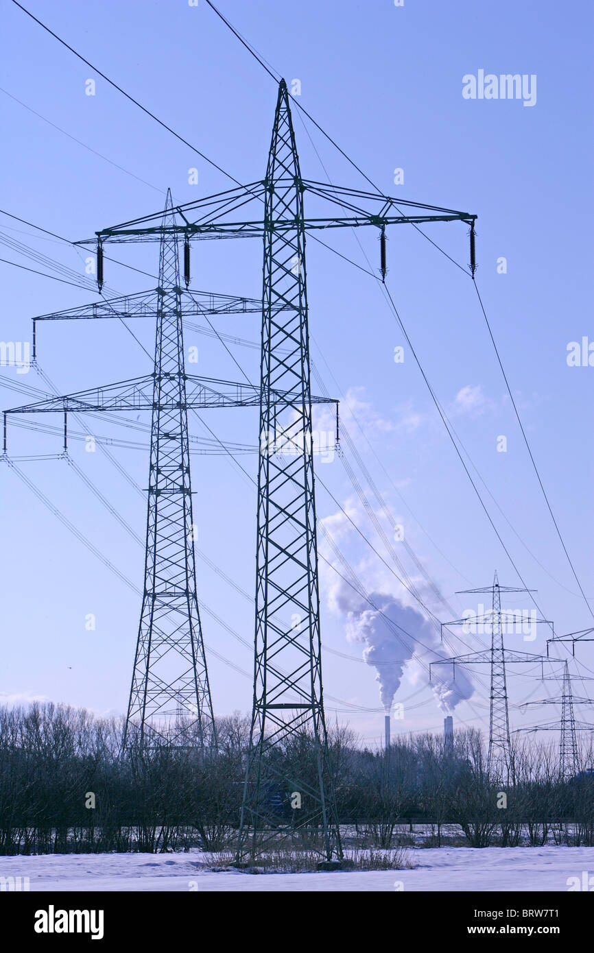 Power transmission lines Stock Photo Alamy
