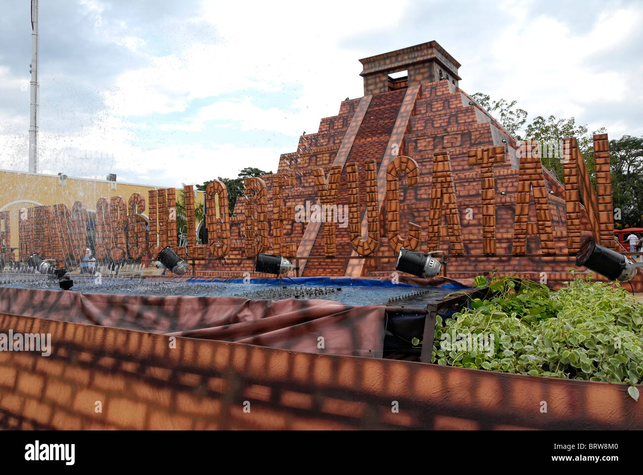 Xmatkuil, Yucatan / Mexico - November 12: A replica of the Chichen Itza pyramid at the Xmatkuil Fair Stock Photo