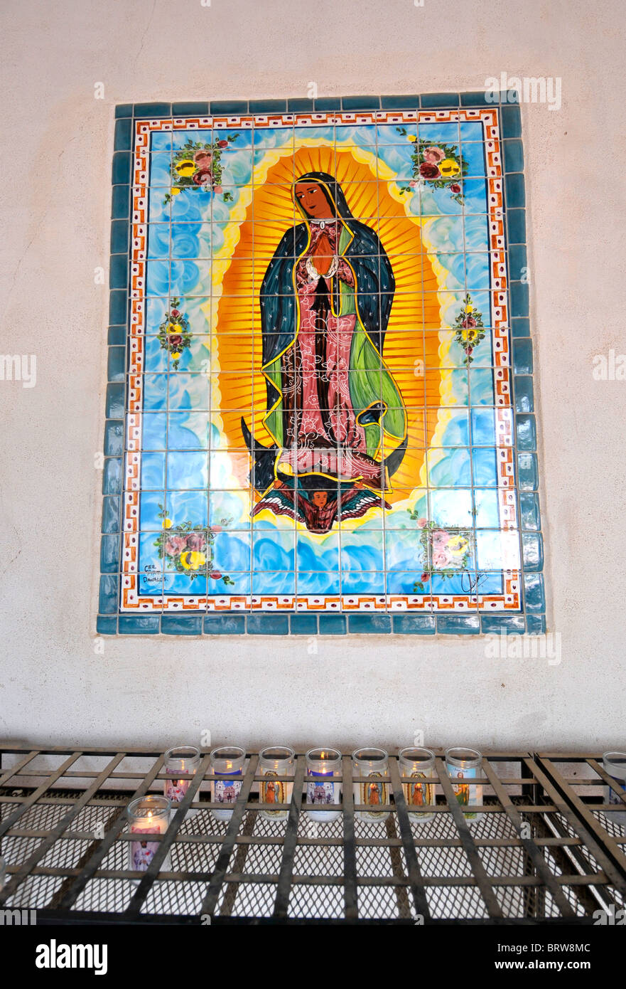 Tile Art of Blessed Mother Mission San Xavier del Bac Tucson Arizona Stock Photo