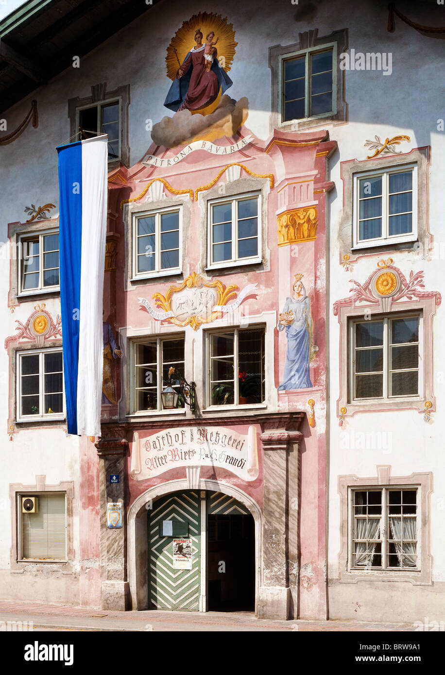 Inn, Alter Wirt, German for Old Host or Publican, Eschenlohe, Upper Bavaria, Bavaria, Germany, Europe Stock Photo