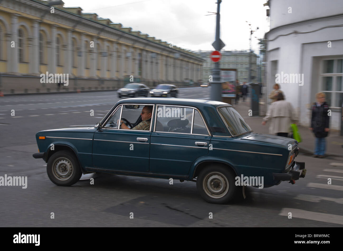 Lada on the move central Moscow Russia Europe Stock Photo