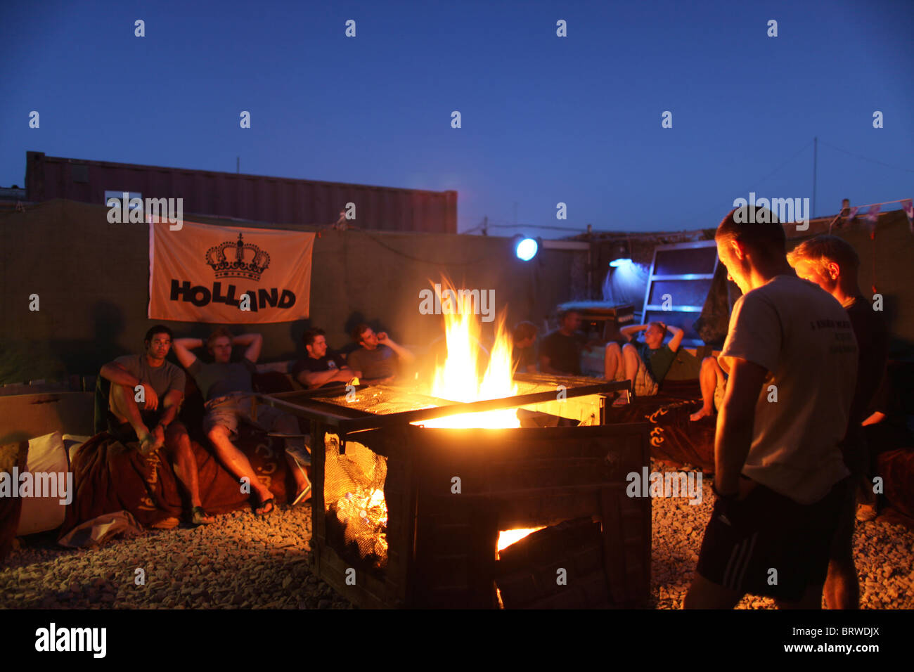 BBQ of the departing dutch soldiers in afghanistan Stock Photo