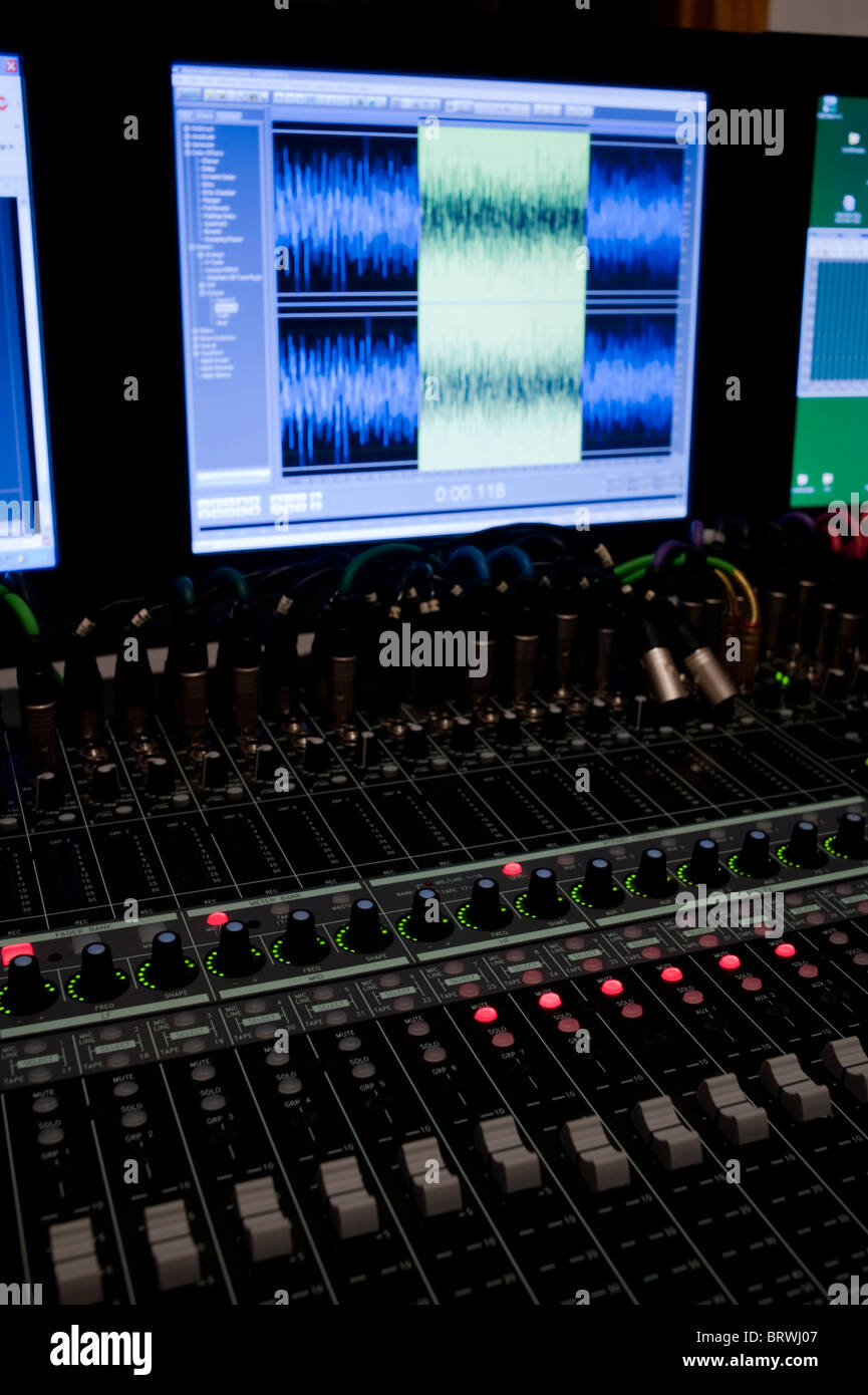 Modern recording studio digital mixer and TFT screen Stock Photo Alamy