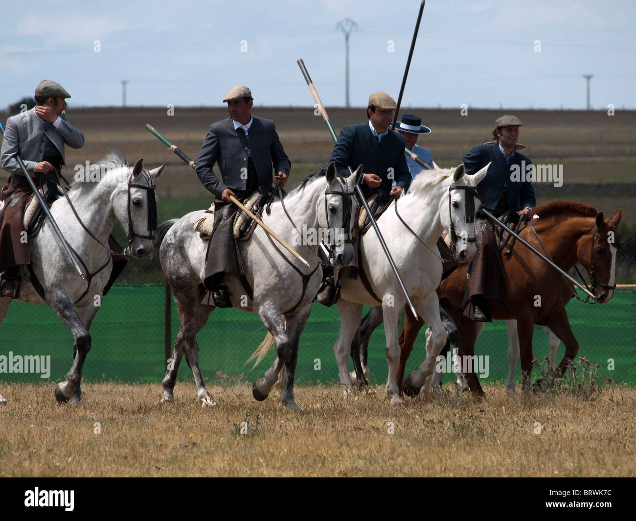 Spanish riders and horses at an 'Acoso y derribo' event Stock Photo