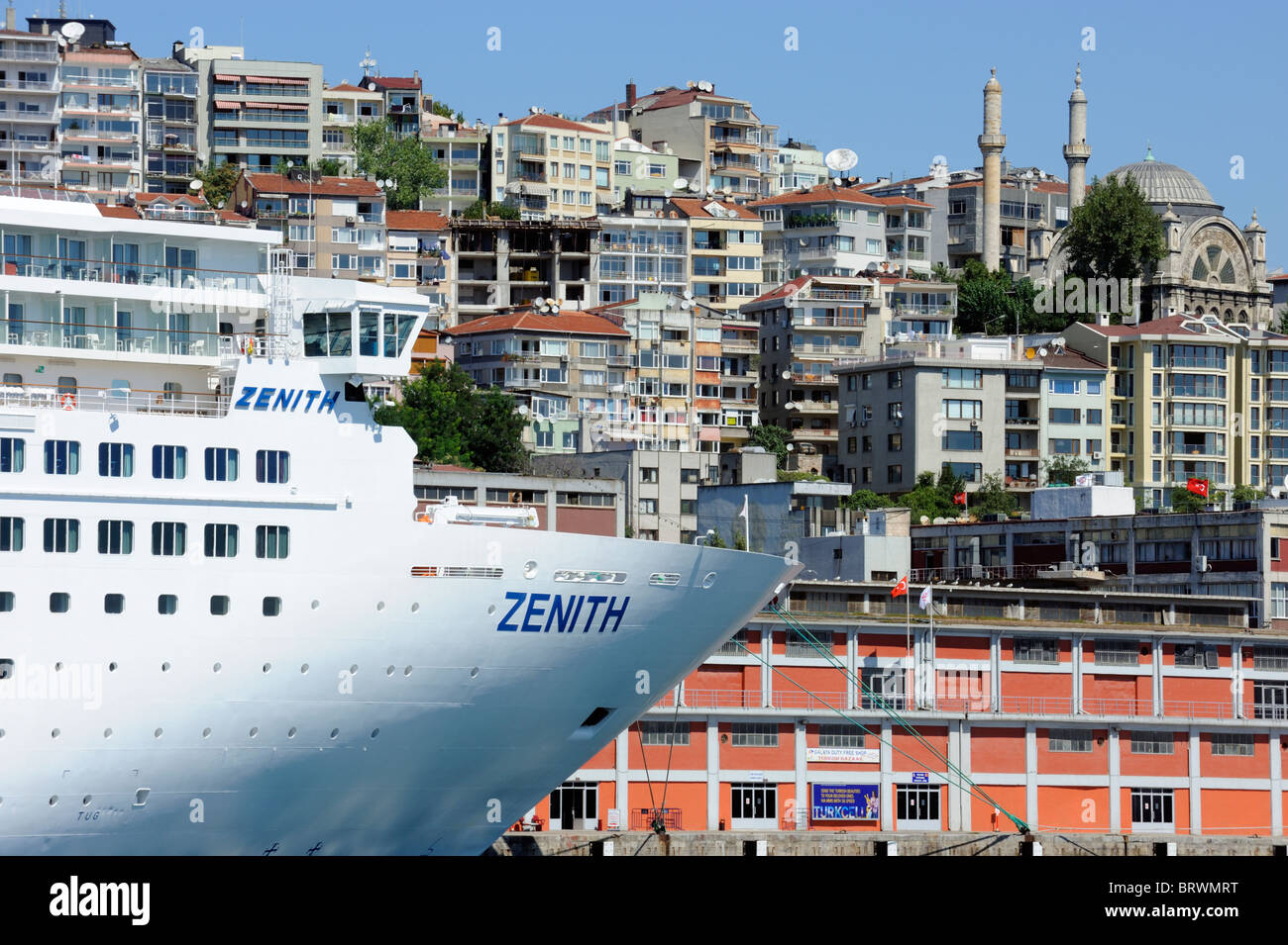 The cruise ship Zenith docked at the cruise ship terminal in Beyoglu, Istanbul Stock Photo