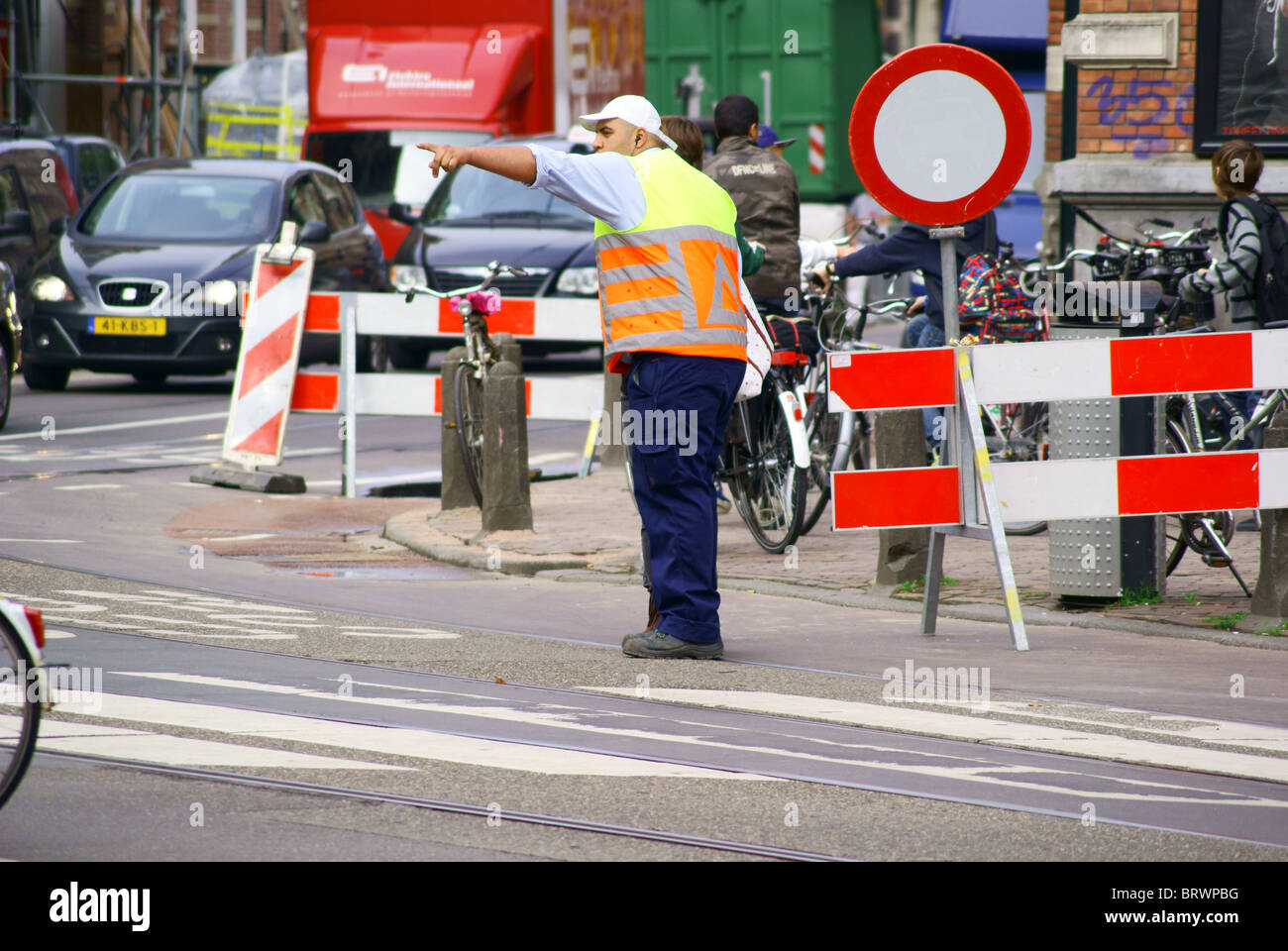 Traffic controller in Amsterdam, The Netherlands Stock Photo