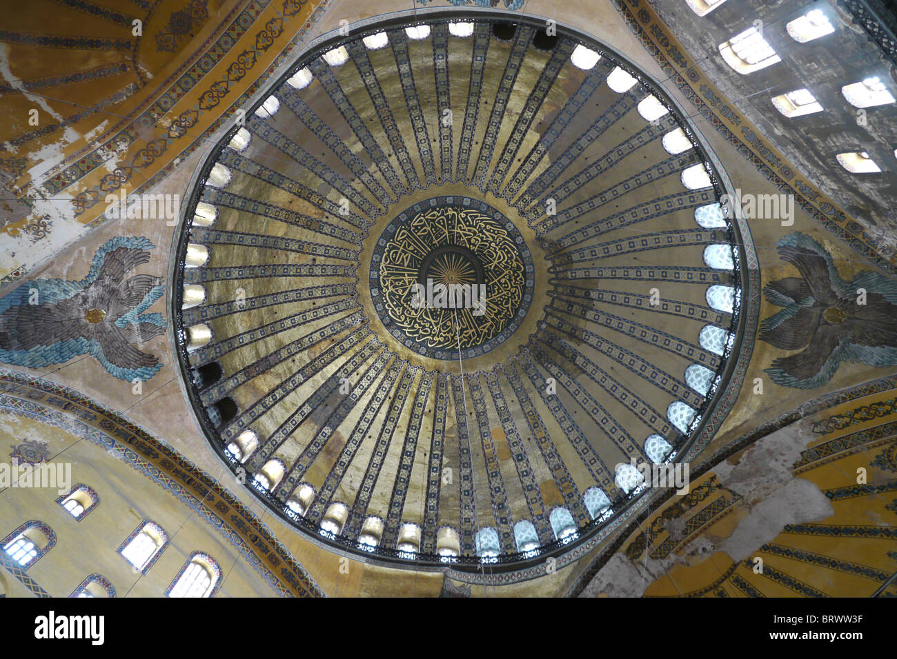 TURKEY Interior of Ayasofya Museum (Haghia Sophia). Main dome. photo by Sean Sprague Stock Photo