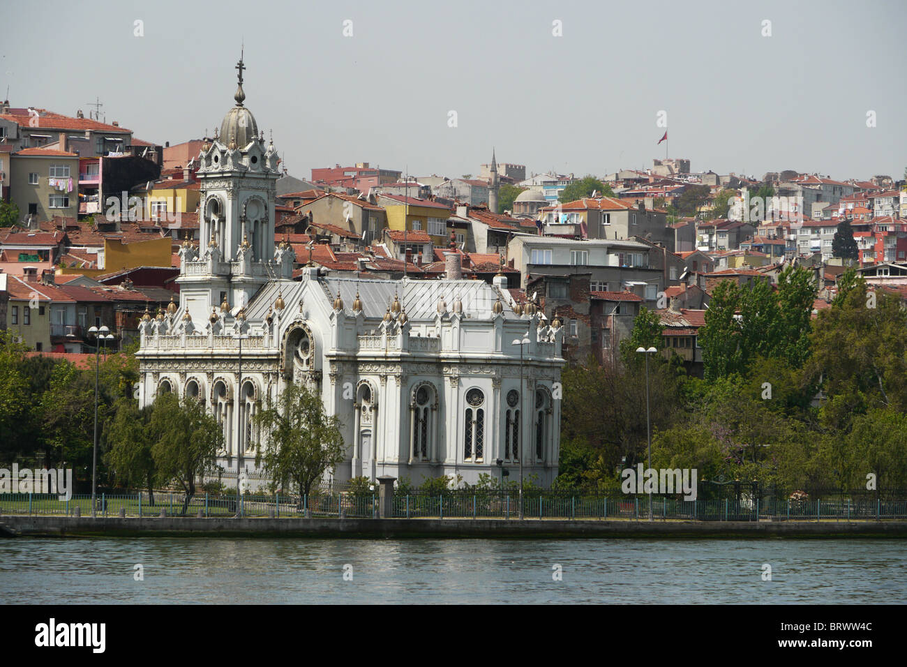 TURKEY The Golden Horn waterway and close-up of Bulgarian St. Stephen Church, made of iron. Istanbul. photo by Sean Sprague Stock Photo