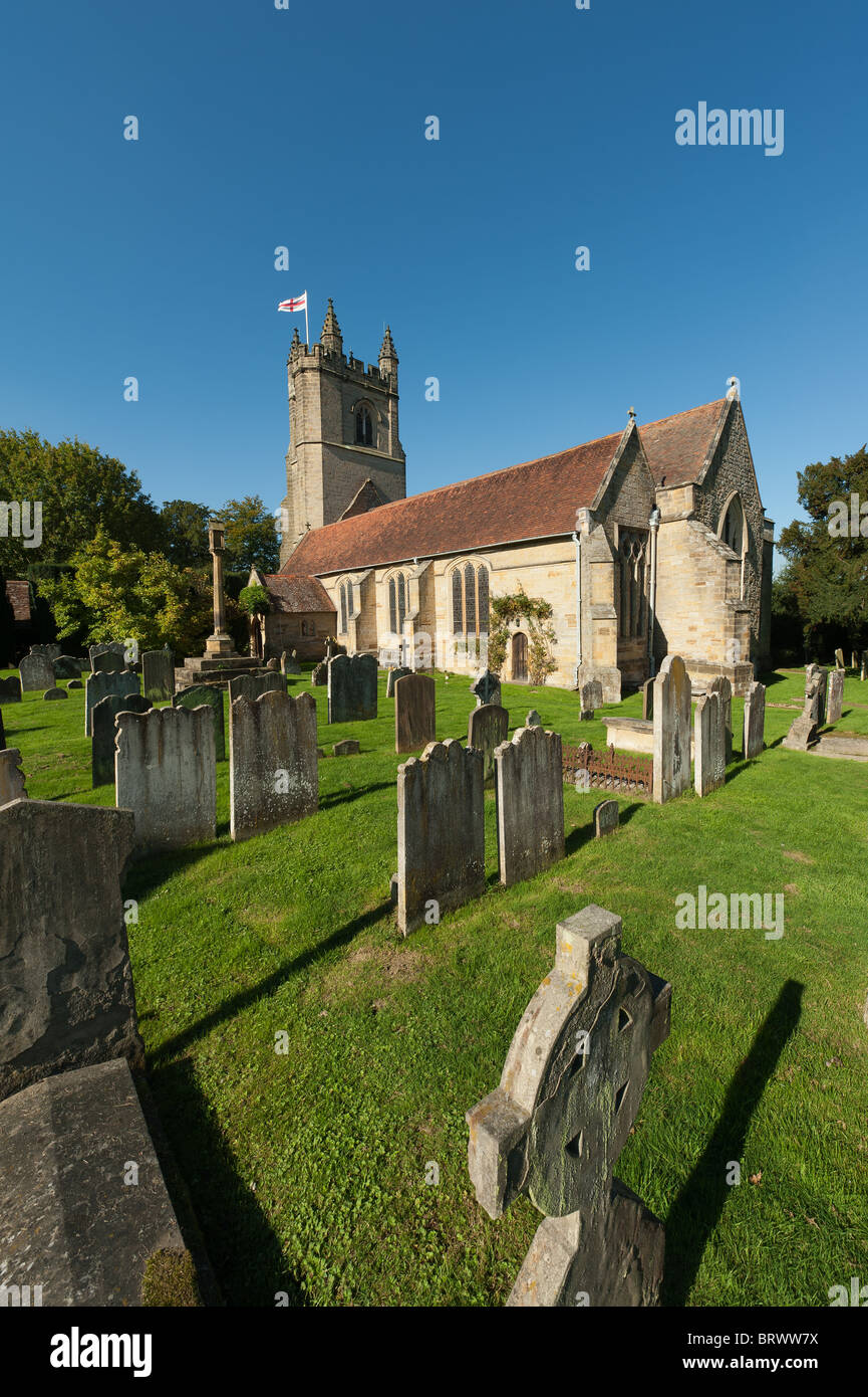 St Mary the Virgin Chiddingstone Church Kent England on bright sunny day with blue skies and well kept grounds Stock Photo