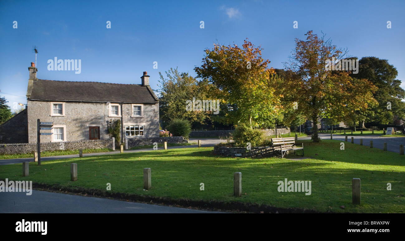 The village green, Alstonefield, Staffordshire, Peak District, England, UK Stock Photo
