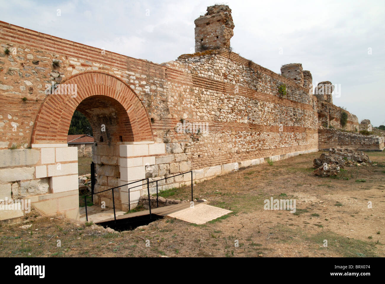 Walls at Nicopolis, City founded by Octavian, Augustus Caesar, after his victory over Anthony and Cleopatra at Actium. Stock Photo
