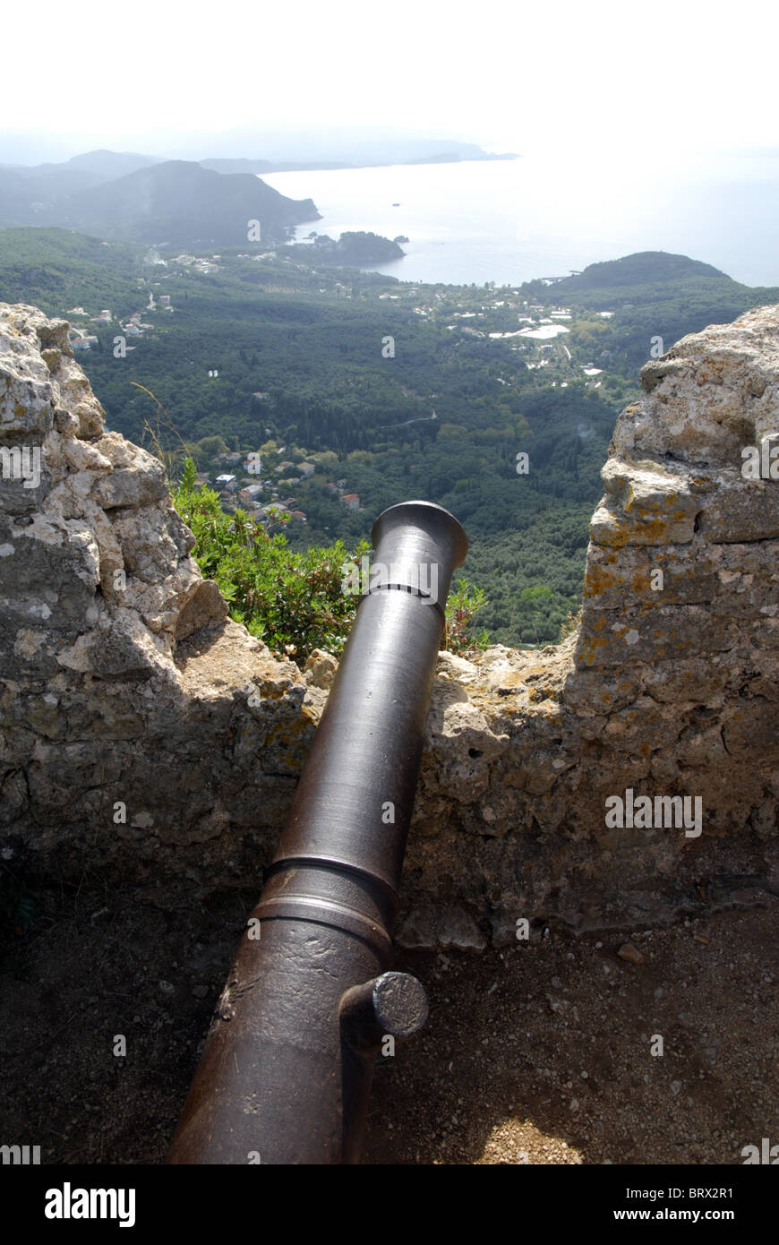Cannon at the Castle of Anthousa, near Parga, Epirus, Greece Stock Photo