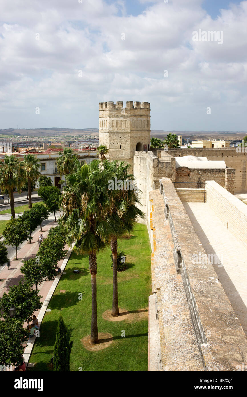 View from top of the walls of the Alcazar Moorish fortress in Jerez. Stock Photo