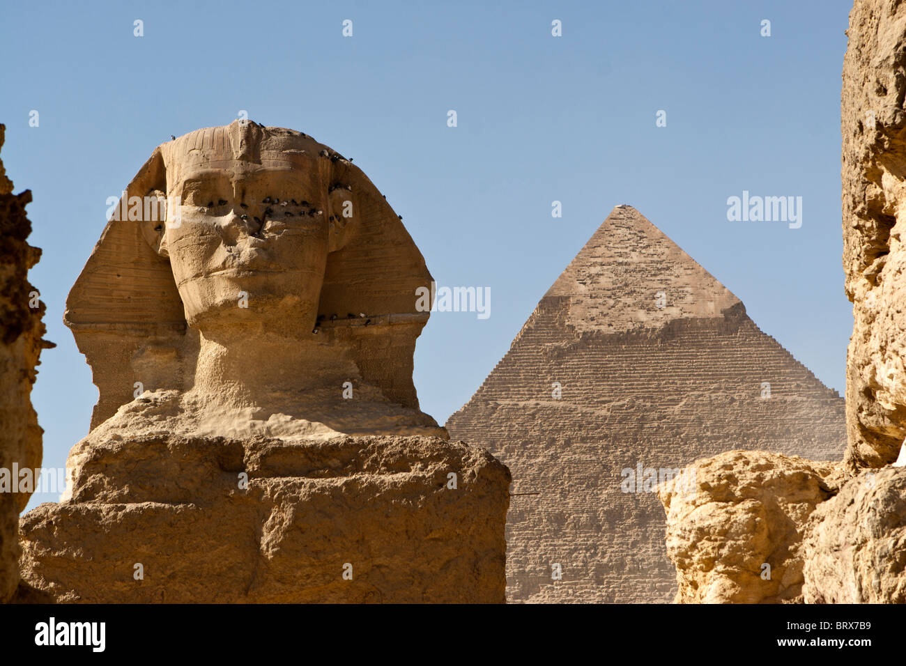 The Great Sphinx and Pyramid of Khafre (Chephren) at Giza, Egypt Stock ...