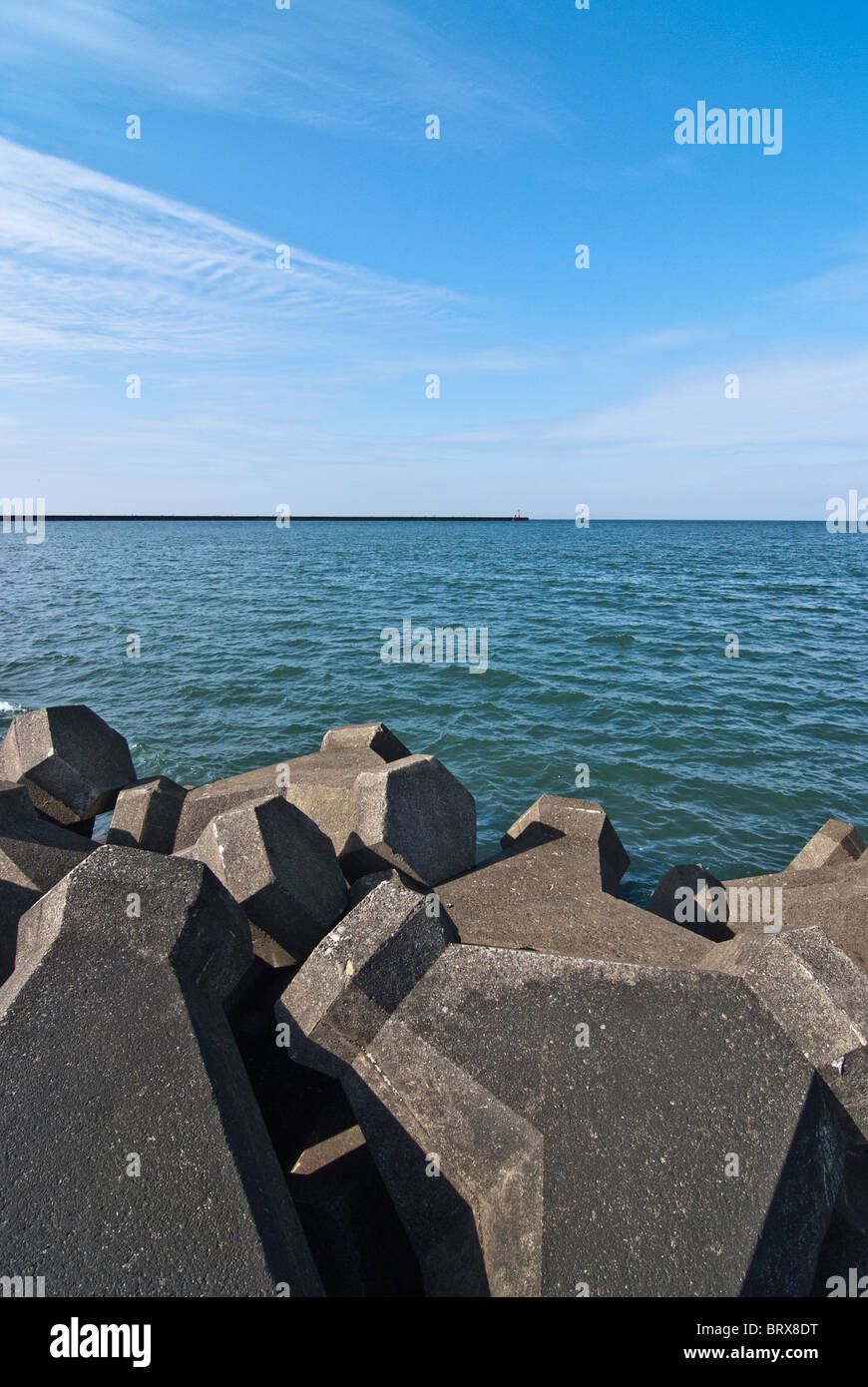 Concrete Blocks on Beach Stock Photo Alamy