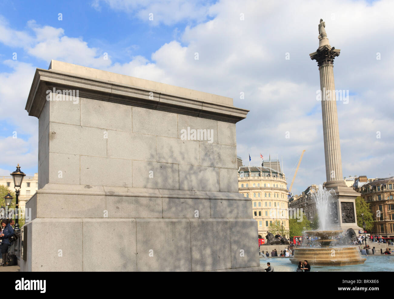 Empty Fourth Plinth Trafalgar Square Stock Photo