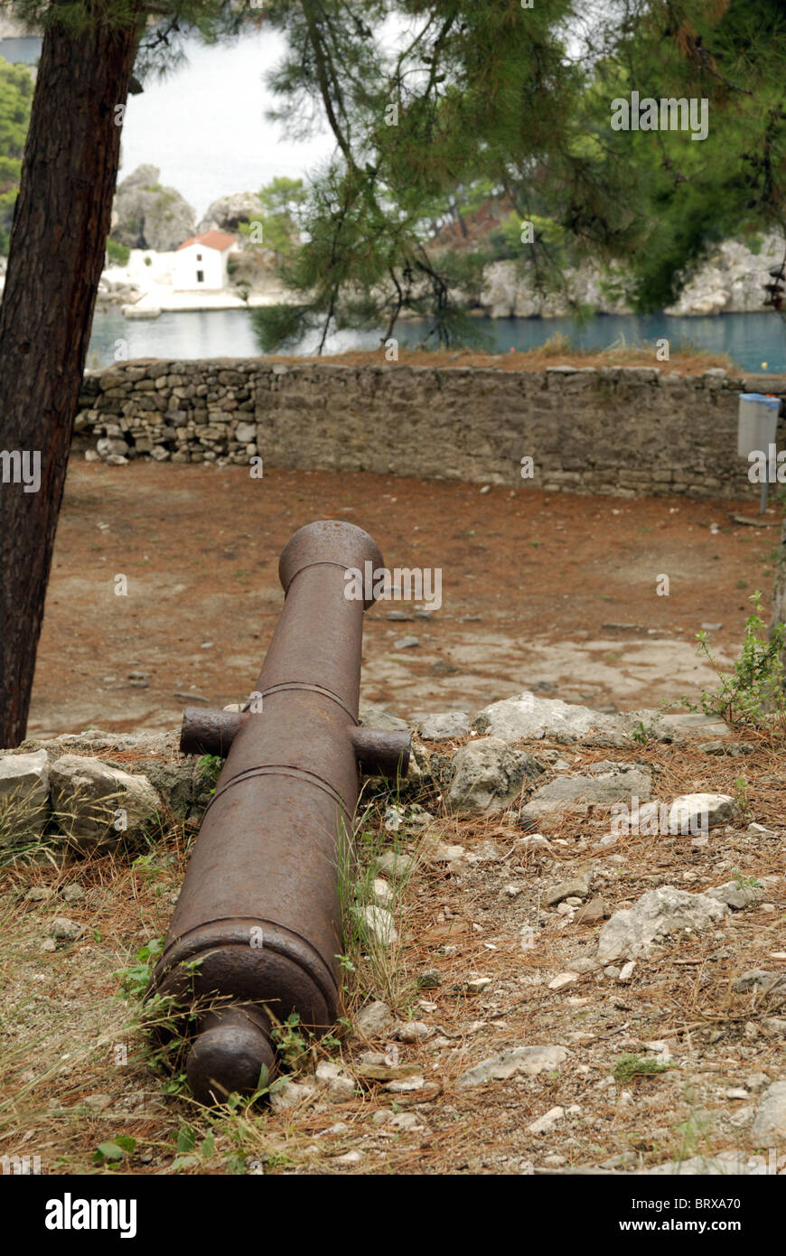 Old Canon in the Castle at Parga, Epirus, Greece Stock Photo