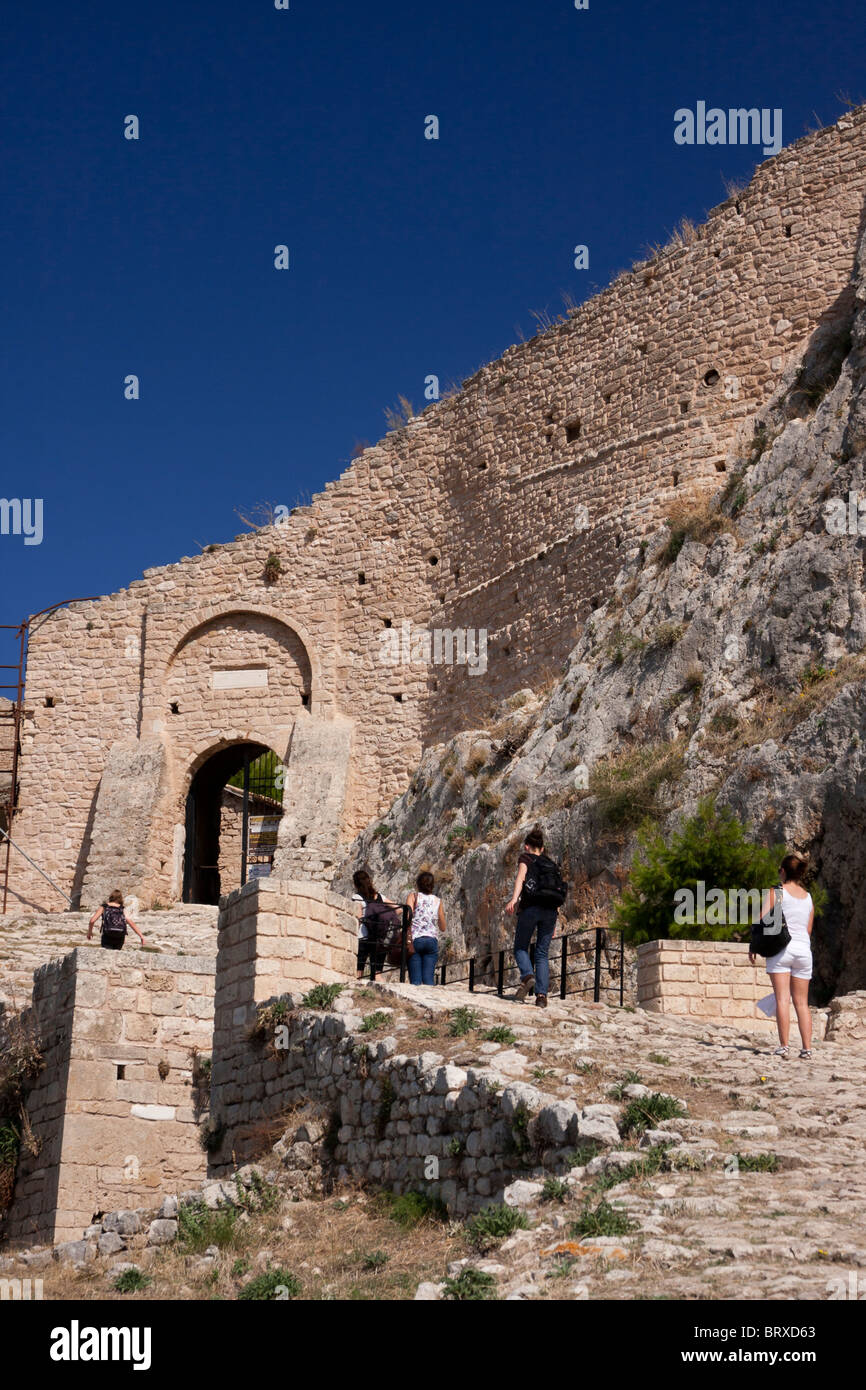 Acrocorinth fortress in Ancient Corinth Stock Photo