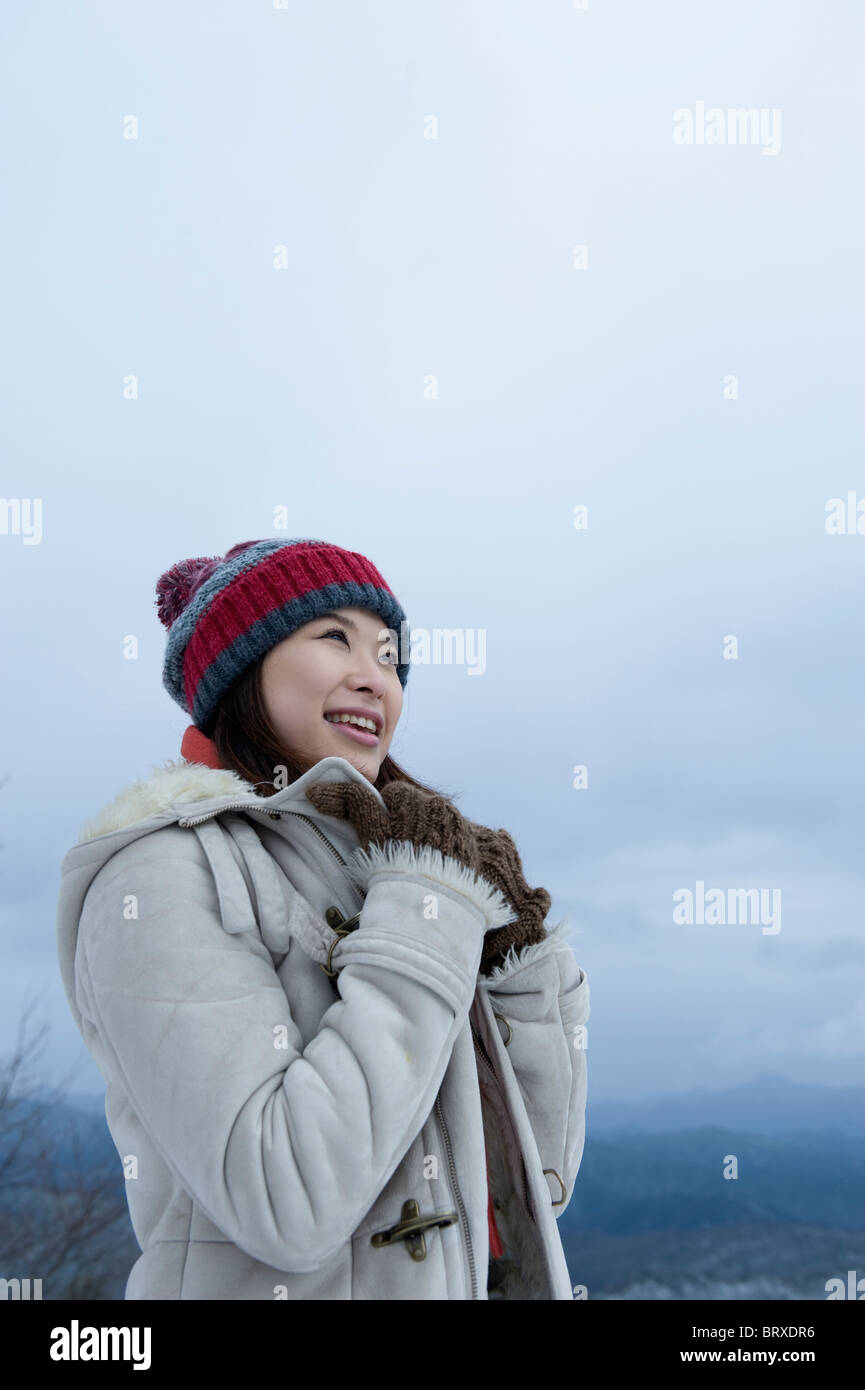 Japanese woman in winter clothing, Japan, c.1870's Stock Photo - Alamy