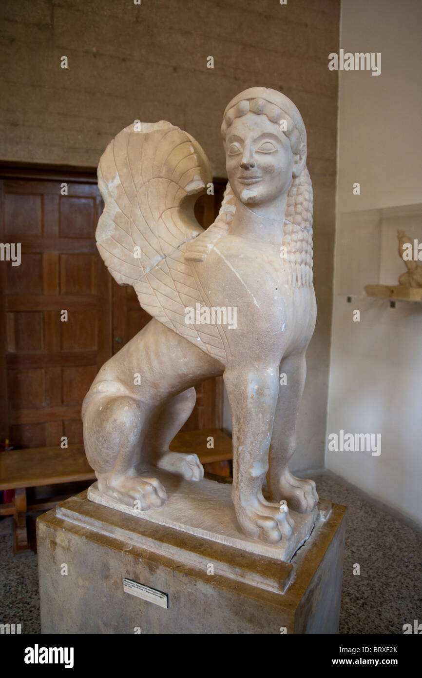 Ancient Corinth museum, Marble Sphinx Stock Photo