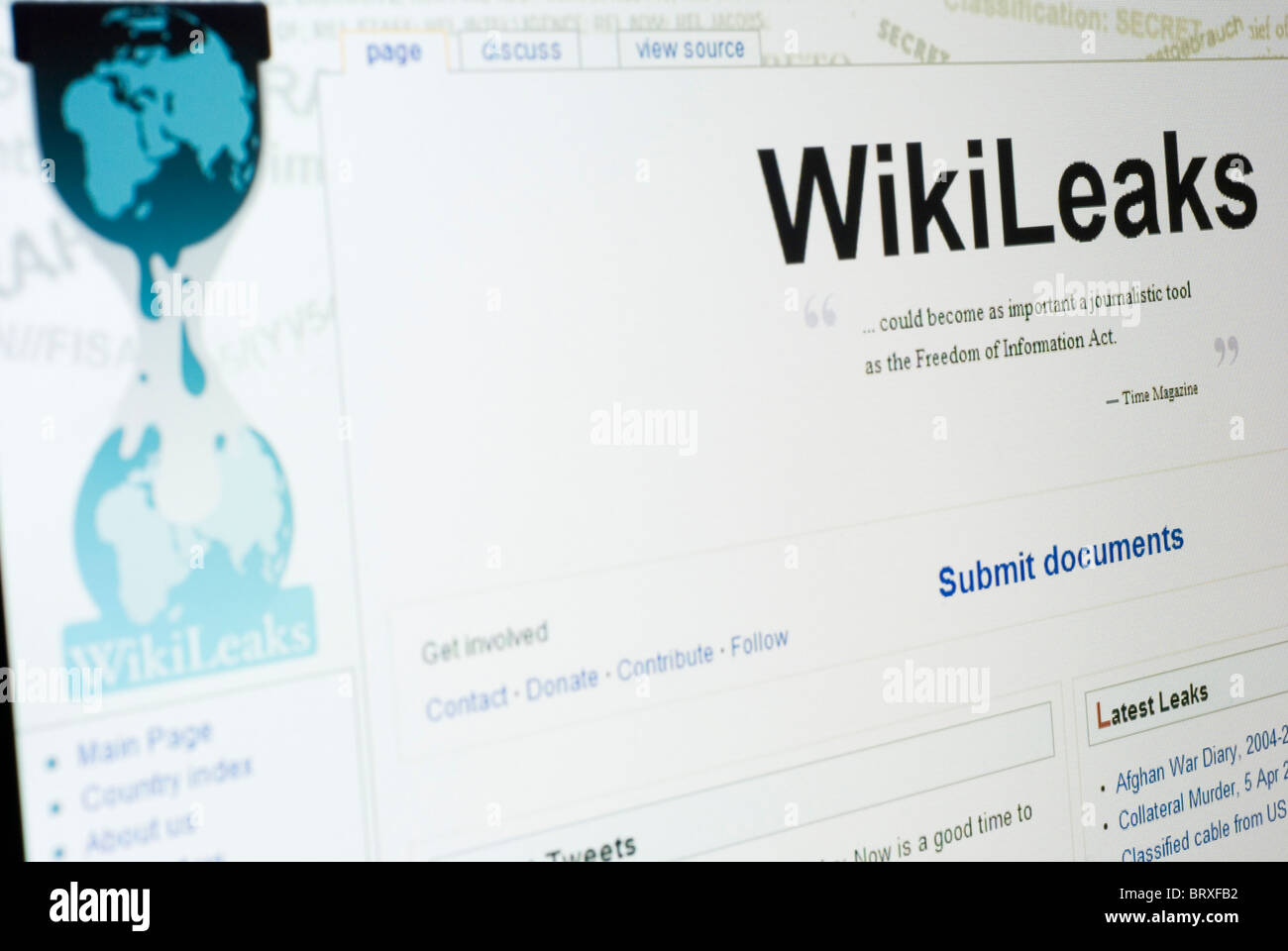 wikileaks website Stock Photo