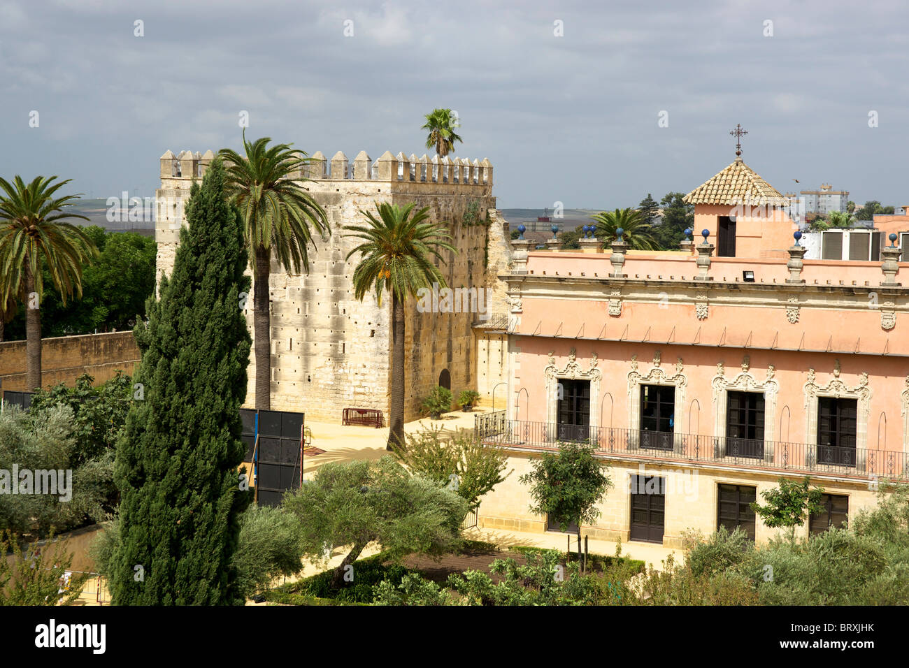 Inside the Alcazar Moorish fortess in Jerez, Spain. Stock Photo