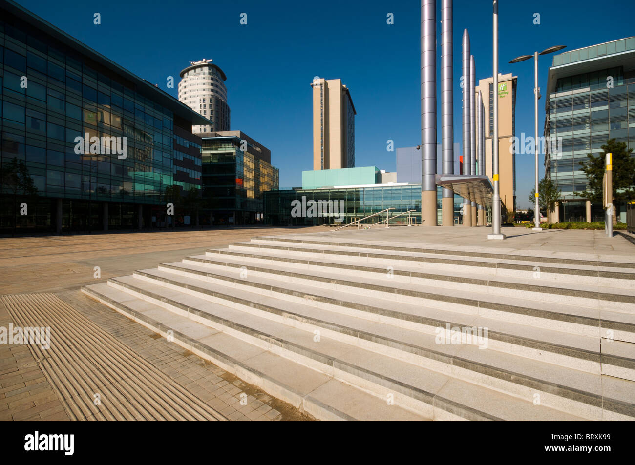 Lighting columns at 'The Stage' area of the piazza of MediaCityUK