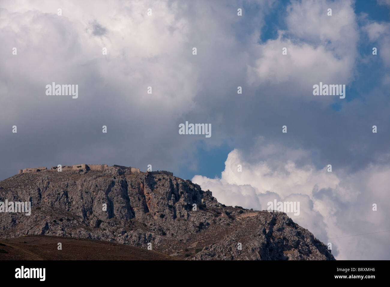 Acrocorinth fortress in Ancient Corinth Stock Photo